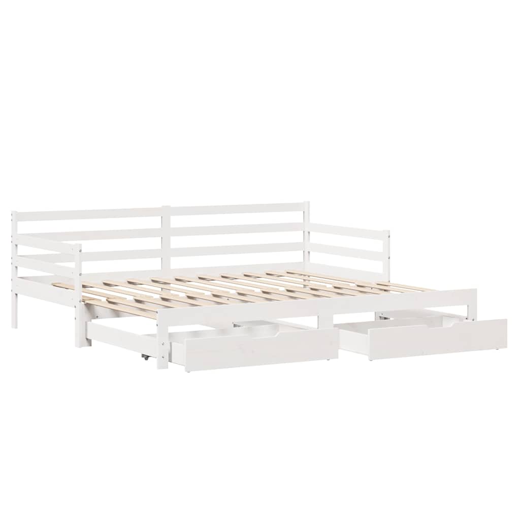 Letto Estraibile con Cassetti senza Materasso Bianco 90x190 cm | homemem39