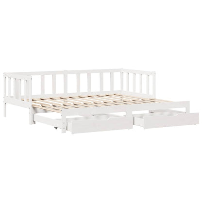 Letto Estraibile con Cassetti senza Materasso Bianco 90x200 cm