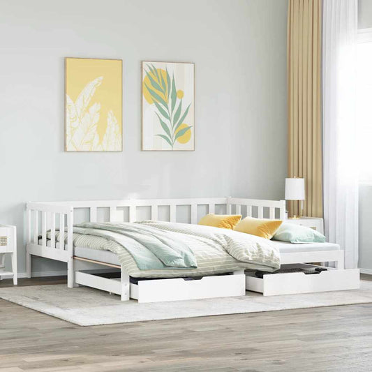 Letto Estraibile con Cassetti senza Materasso Bianco 90x200 cm | homemem39