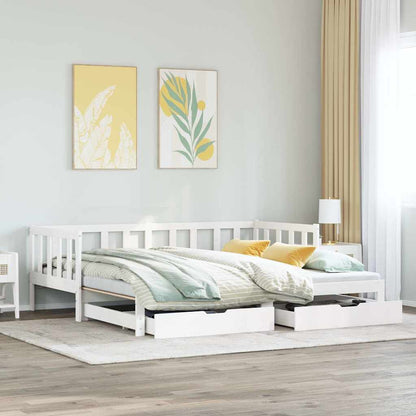 Letto Estraibile con Cassetti senza Materasso Bianco 90x200 cm