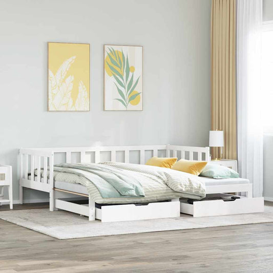 Letto Estraibile con Cassetti senza Materasso Bianco 80x200 cm | homemem39