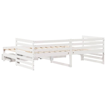 Dormeuse con Cassetti Bianco 90x200 cm Legno Massello di Pino