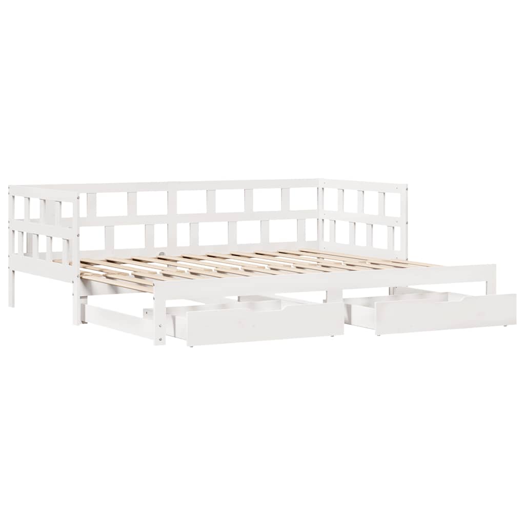Letto Estraibile con Cassetti senza Materasso Bianco 90x200 cm