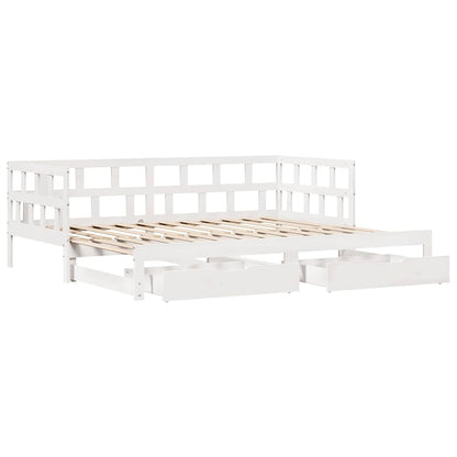 Letto Estraibile con Cassetti senza Materasso Bianco 90x200 cm