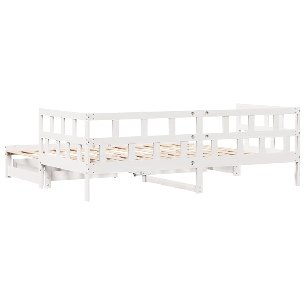 Letto Estraibile con Cassetti senza Materasso Bianco 90x200 cm