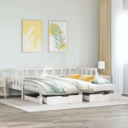 Letto Estraibile con Cassetti senza Materasso Bianco 80x200 cm | homemem39