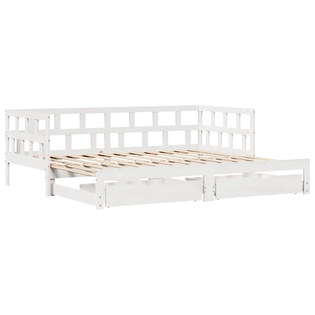 Letto Estraibile con Cassetti senza Materasso Bianco 90x190 cm | homemem39