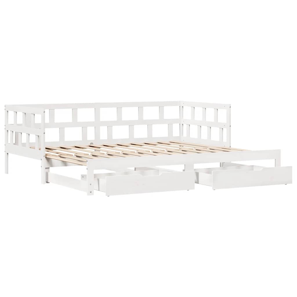 Letto Estraibile con Cassetti senza Materasso Bianco 90x190 cm | homemem39