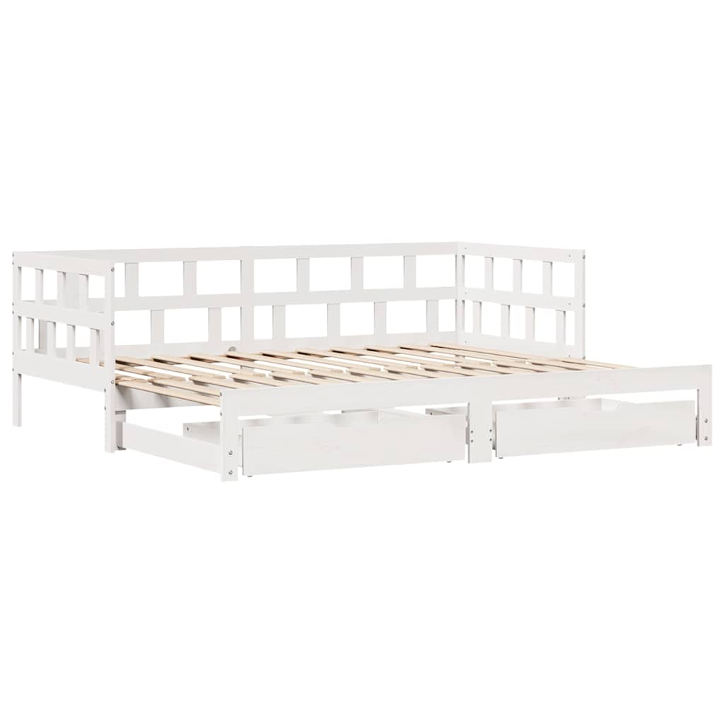 Letto Estraibile con Cassetti senza Materasso Bianco 90x200 cm