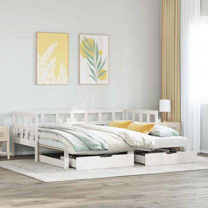 Letto Estraibile con Cassetti senza Materasso Bianco 90x200 cm