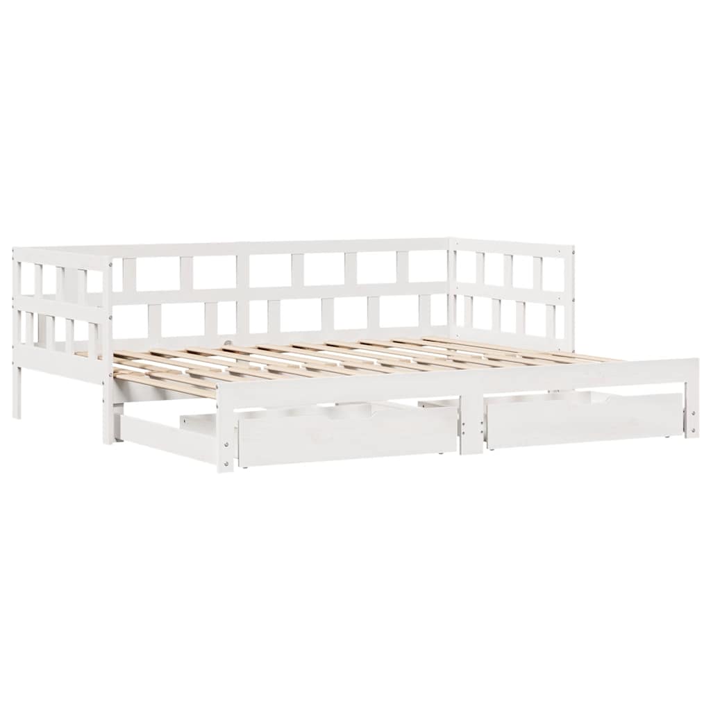 Letto Estraibile con Cassetti senza Materasso Bianco 90x190 cm | homemem39