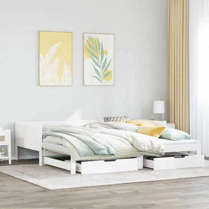Letto Estraibile con Cassetti senza Materasso Bianco 80x200 cm