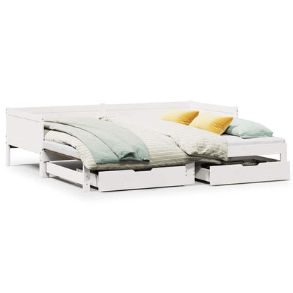 Letto Estraibile con Cassetti senza Materasso Bianco 90x190 cm