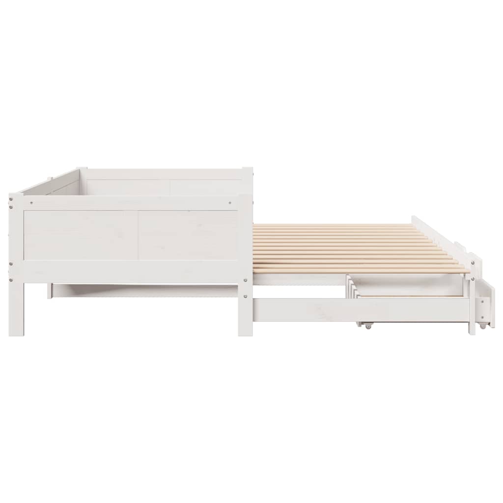 Letto Estraibile con Cassetti senza Materasso Bianco 90x190 cm