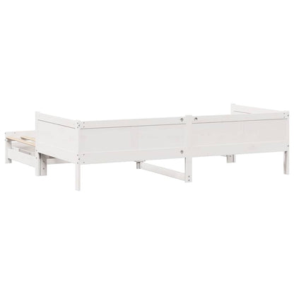 Letto Estraibile con Cassetti senza Materasso Bianco 90x190 cm