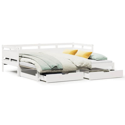 Letto Estraibile con Cassetti senza Materasso Bianco 90x200 cm