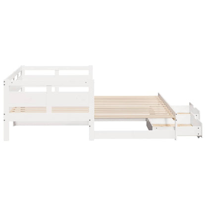 Letto Estraibile con Cassetti senza Materasso Bianco 90x200 cm