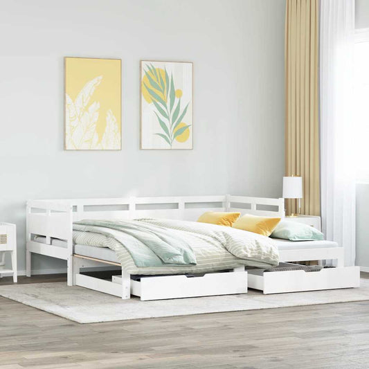 Letto Estraibile con Cassetti senza Materasso Bianco 90x200 cm | homemem39