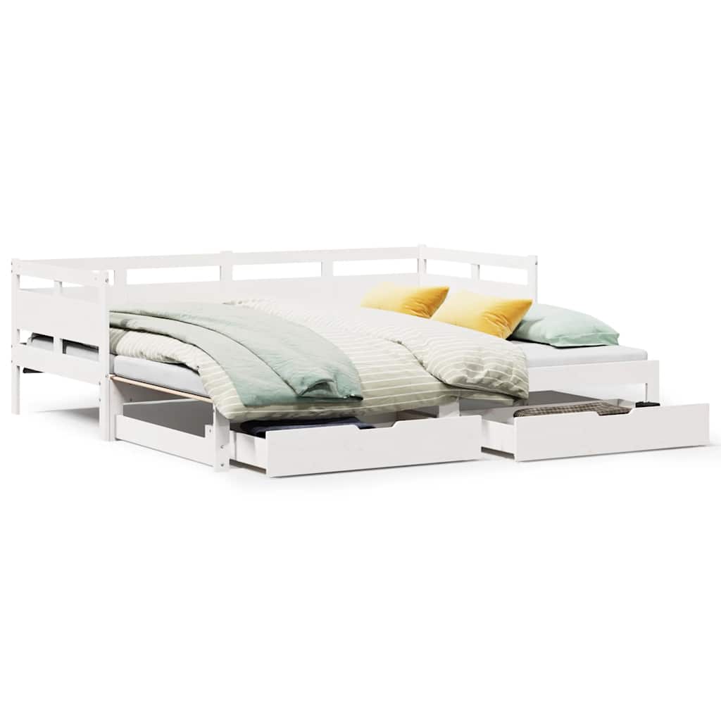 Letto Estraibile con Cassetti senza Materasso Bianco 80x200 cm