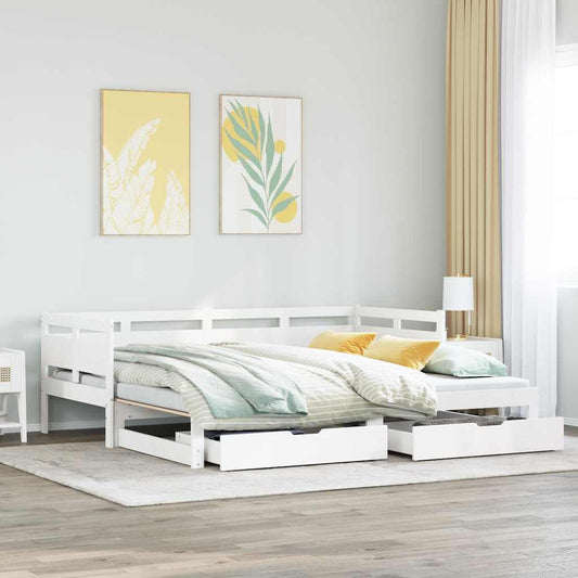 Letto Estraibile con Cassetti senza Materasso Bianco 80x200 cm | homemem39