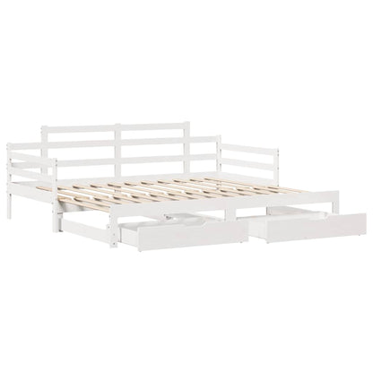 Letto Estraibile con Cassetti senza Materasso Bianco 90x200 cm