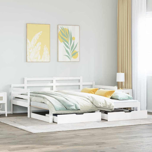 Letto Estraibile con Cassetti senza Materasso Bianco 90x200 cm | homemem39