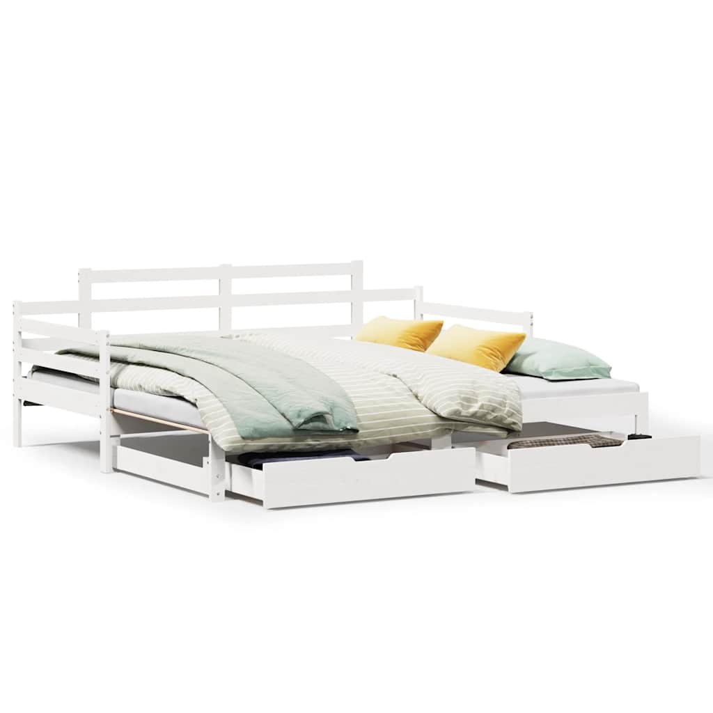 Letto Estraibile con Cassetti senza Materasso Bianco 80x200 cm