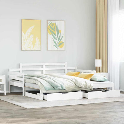 Letto Estraibile con Cassetti senza Materasso Bianco 80x200 cm