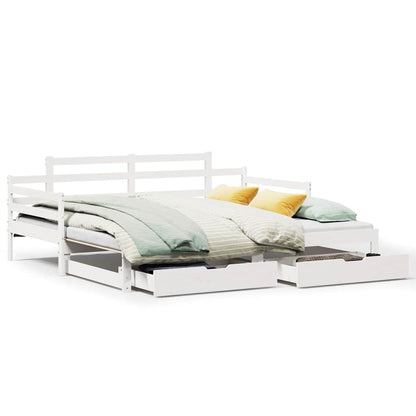 Letto Estraibile con Cassetti senza Materasso Bianco 90x190 cm - homemem39