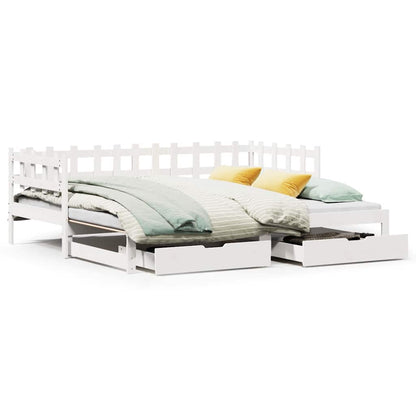 Letto Estraibile con Cassetti senza Materasso Bianco 90x200 cm