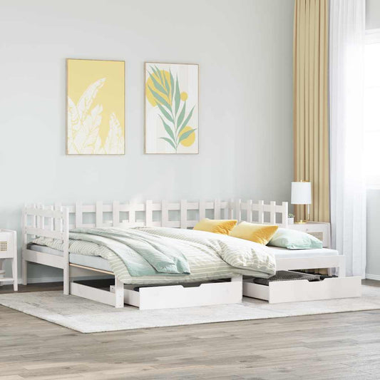 Letto Estraibile con Cassetti senza Materasso Bianco 90x200 cm | homemem39