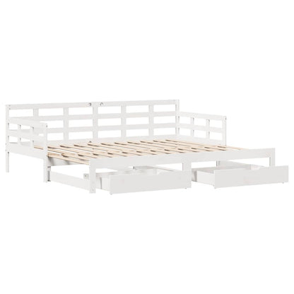 Letto Estraibile con Cassetti senza Materasso Bianco 80x200 cm