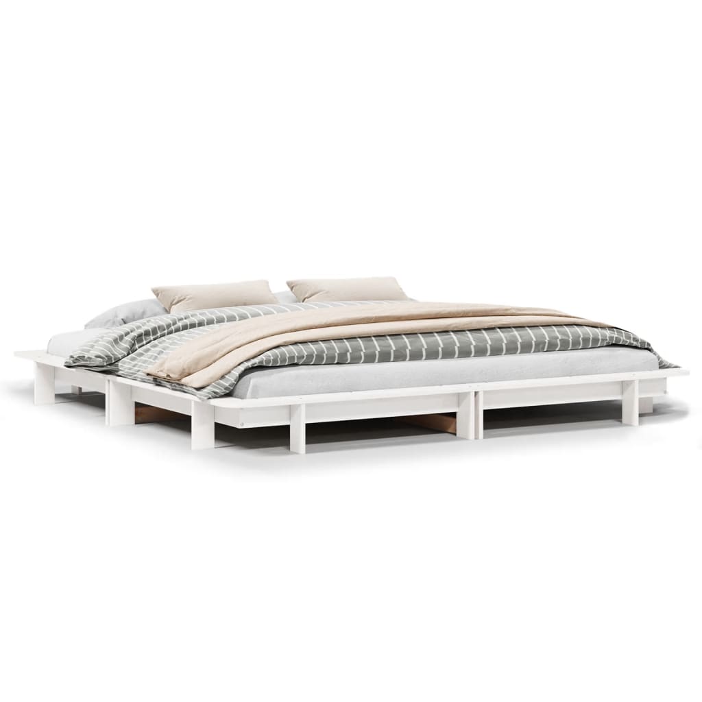 Giroletto senza Materasso Bianco 200x200 cm Legno Massello Pino | homemem39