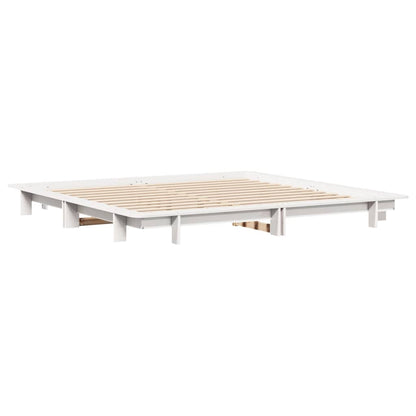Giroletto senza Materasso Bianco 200x200 cm Legno Massello Pino | homemem39