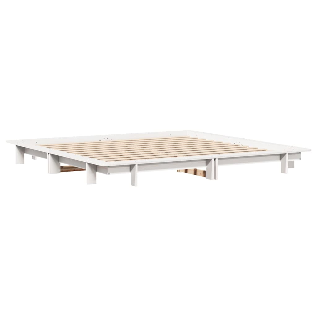 Giroletto senza Materasso Bianco 200x200 cm Legno Massello Pino | homemem39