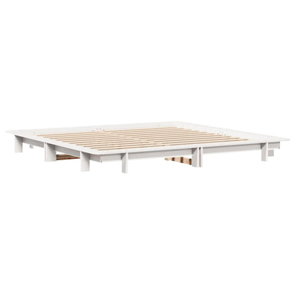 Giroletto senza Materasso Bianco 200x200 cm Legno Massello Pino | homemem39