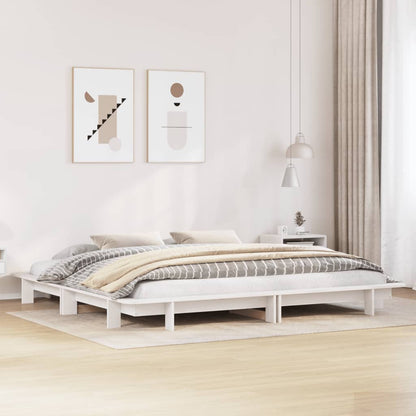 Giroletto senza Materasso Bianco 200x200 cm Legno Massello Pino | homemem39