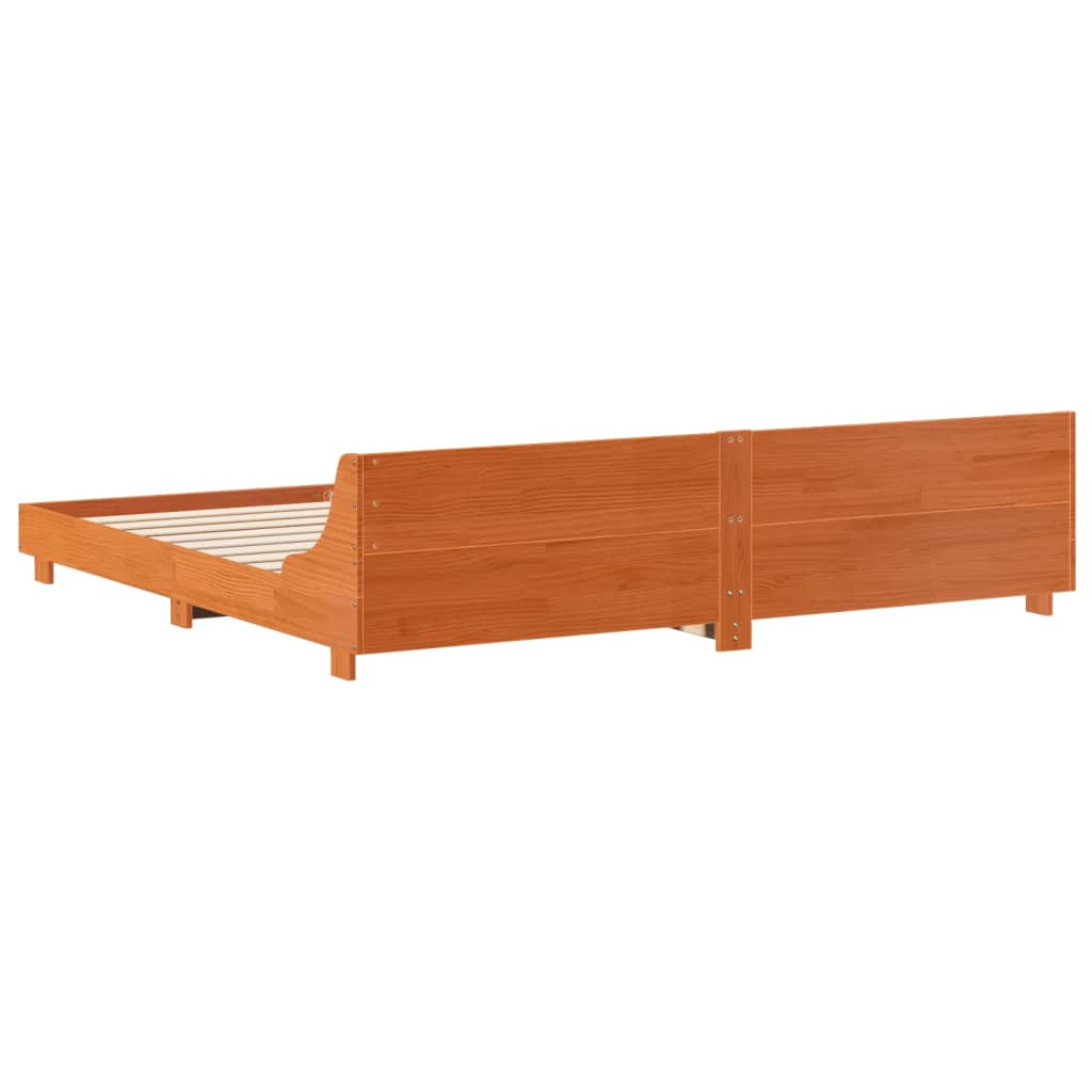 Letto senza Materasso Marrone Cera 200x200 cm in Legno di Pino - homemem39