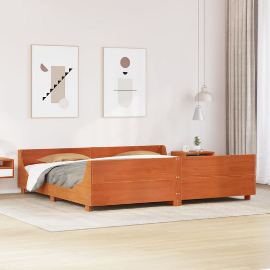 Letto senza Materasso Marrone Cera 200x200 cm in Legno di Pino | homemem39