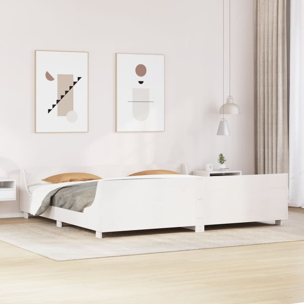 Letto senza Materasso Bianco 180x200 cm Legno Massello di Pino - homemem39