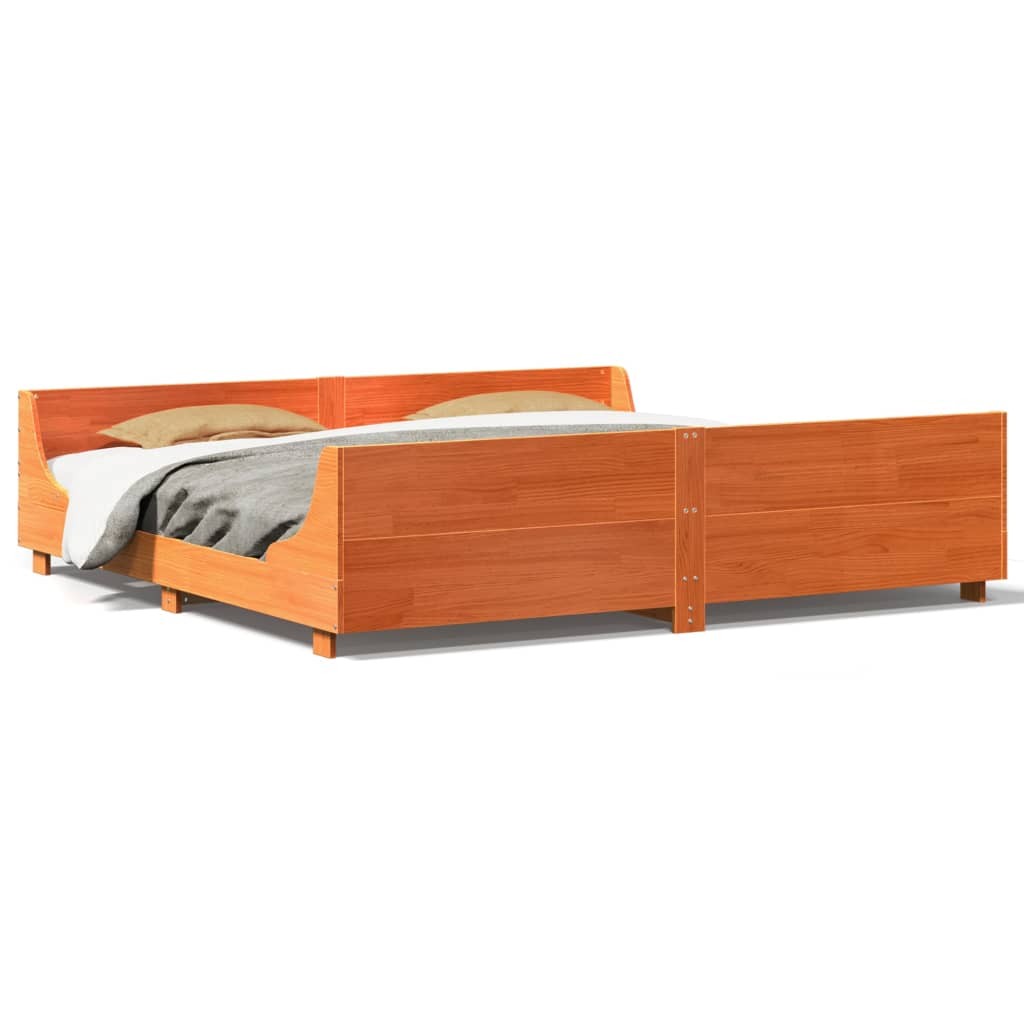 Letto senza Materasso Marrone Cera 180x200 cm in Legno di Pino | homemem39