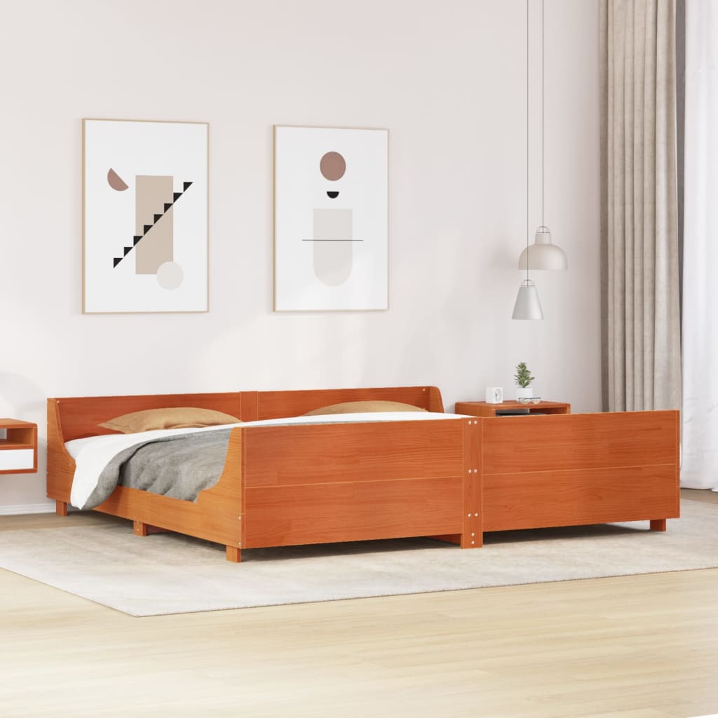 Letto senza Materasso Marrone Cera 180x200 cm in Legno di Pino | homemem39