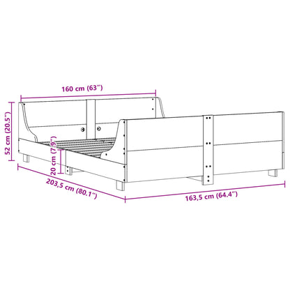 Letto senza Materasso Marrone Cera 160x200 cm in Legno di Pino | homemem39