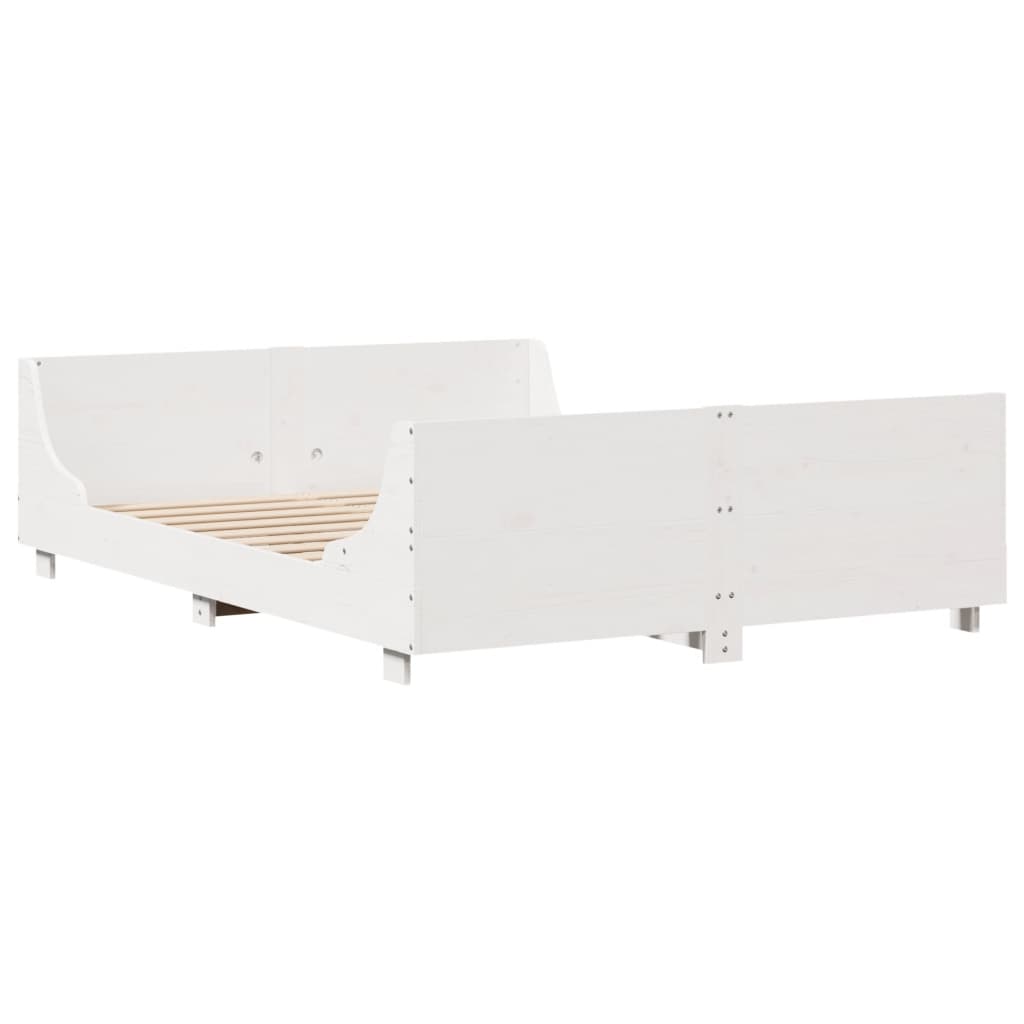 Letto senza Materasso Bianco 150x200 cm Legno Massello di Pino | homemem39