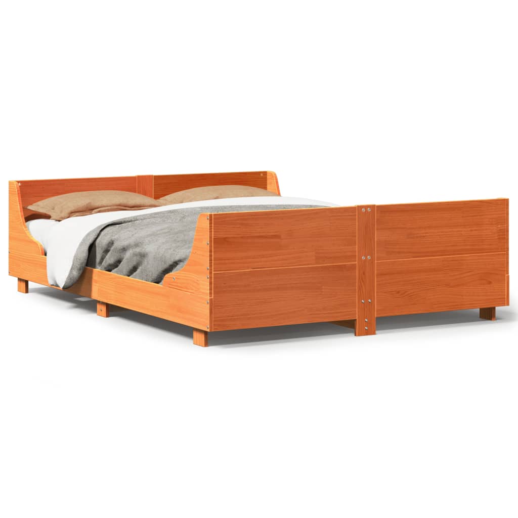 Letto senza Materasso Marrone Cera 150x200 cm in Legno di Pino | homemem39