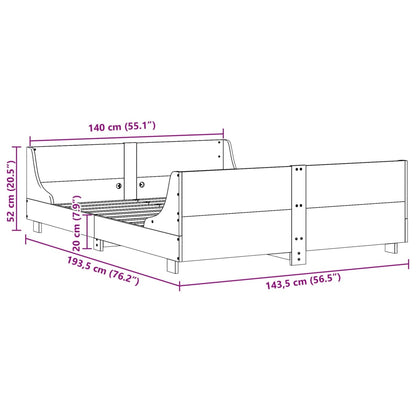 Letto senza Materasso 140x190 cm in Legno Massello di Pino | homemem39