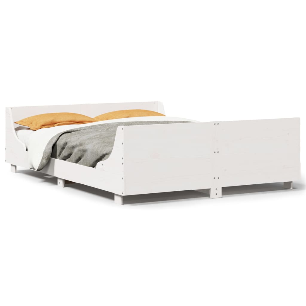 Letto senza Materasso Bianco 140x190 cm Legno Massello di Pino | homemem39