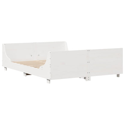 Letto senza Materasso Bianco 140x190 cm Legno Massello di Pino | homemem39