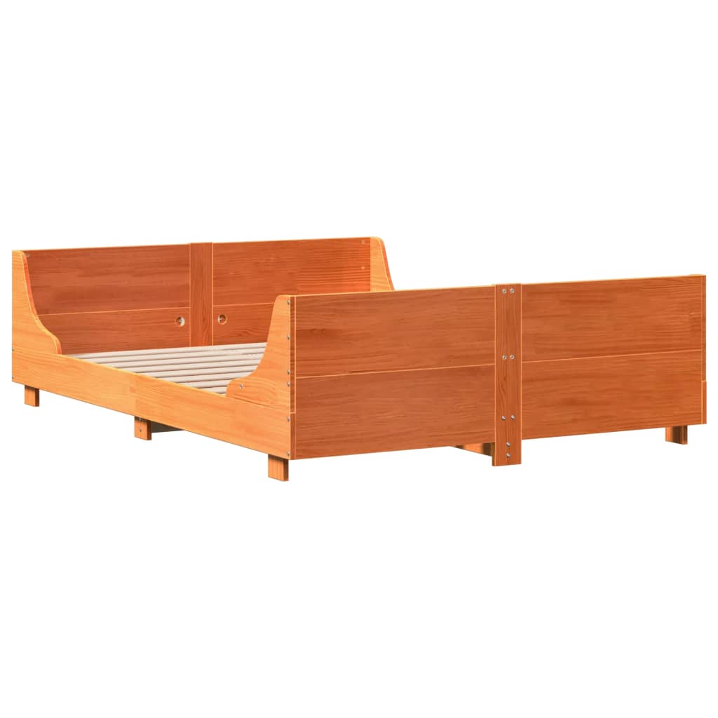 Letto senza Materasso Marrone Cera 140x190 cm in Legno di Pino | homemem39