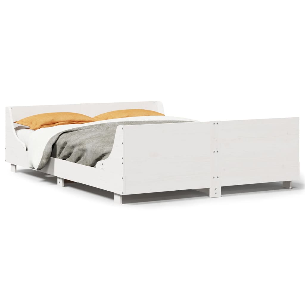 Letto senza Materasso Bianco 135x190 cm Legno Massello di Pino | homemem39